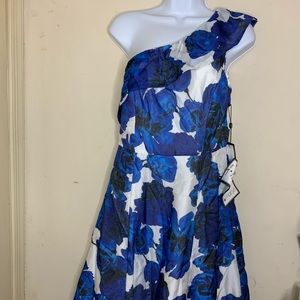 Adrianna Papell one shoulder floral a-line dress